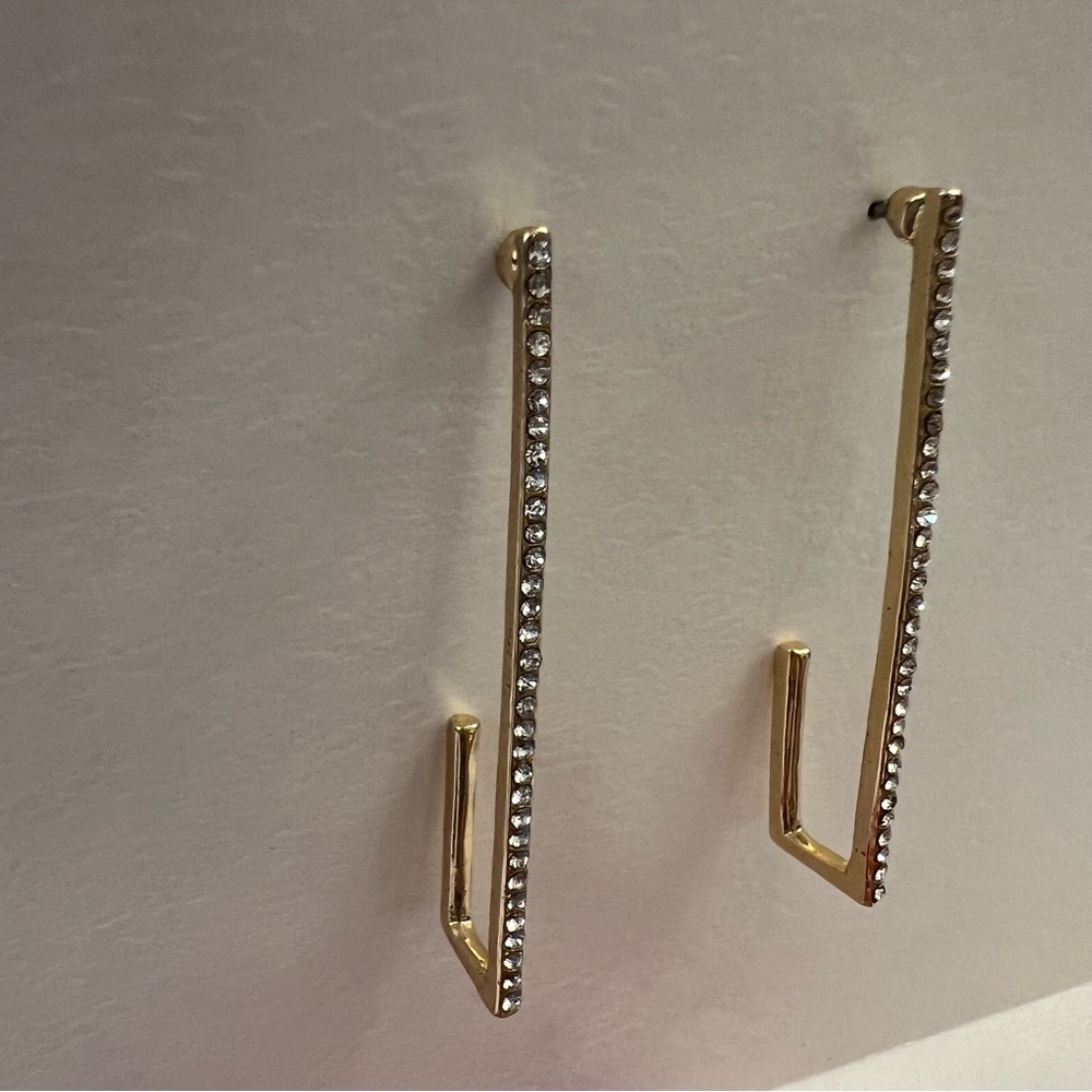 Geometric rhinestone and gold tone‎ earrings